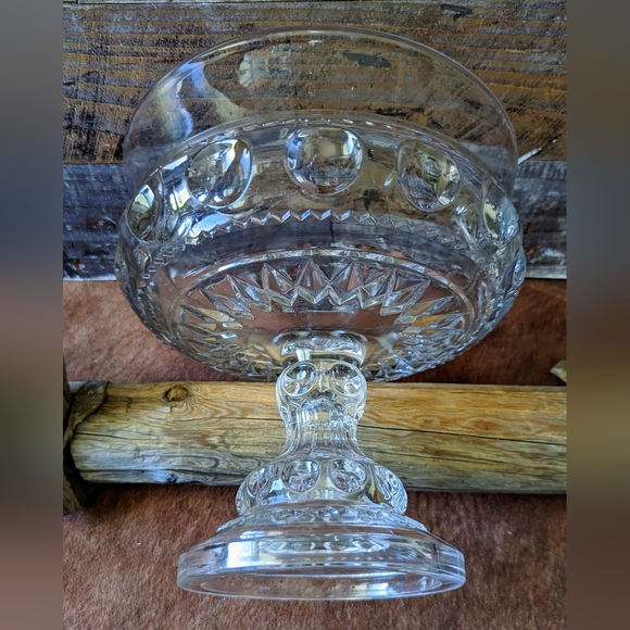 Antique Heavy Glass Compote Dish With Lid Kings Crown Nob - Picture 7 of 15